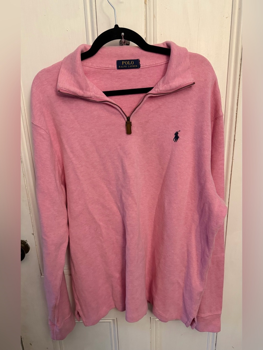 Polo Ralph Lauren Men's Pink Quarter Zip Pullover 100% Cotton Embroidered Pony